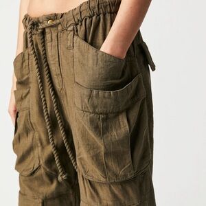 Free People Rock and Crop It Pants Army Green Olive Small